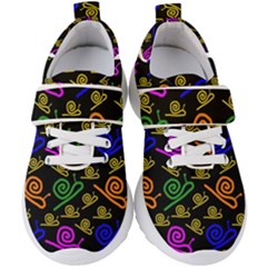 Pattern-repetition-snail-blue Kids  Velcro Strap Shoes by Maspions