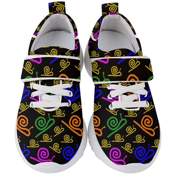 Pattern-repetition-snail-blue Kids  Velcro Strap Shoes