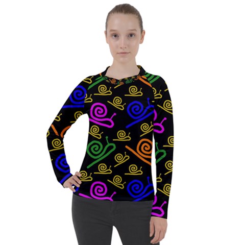 Pattern-repetition-snail-blue Women s Pique Long Sleeve T-shirt by Maspions