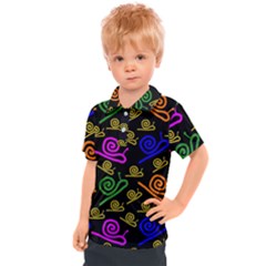 Pattern-repetition-snail-blue Kids  Polo T-shirt