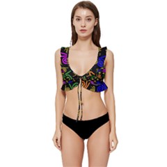 Pattern-repetition-snail-blue Low Cut Ruffle Edge Bikini Top