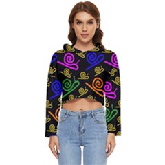 Pattern-repetition-snail-blue Women s Lightweight Cropped Hoodie