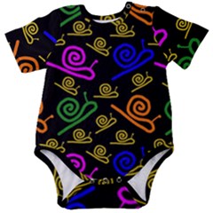 Pattern-repetition-snail-blue Baby Short Sleeve Bodysuit