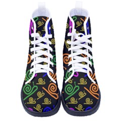 Pattern-repetition-snail-blue Men s High-top Canvas Sneakers