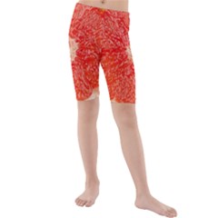 Grapefruit-fruit-background-food Kids  Mid Length Swim Shorts