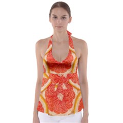 Grapefruit-fruit-background-food Tie Back Tankini Top