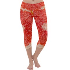 Grapefruit-fruit-background-food Capri Yoga Leggings