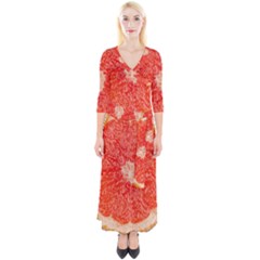 Grapefruit-fruit-background-food Quarter Sleeve Wrap Maxi Dress