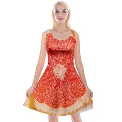 Grapefruit-fruit-background-food Reversible Velvet Sleeveless Dress