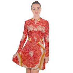 Grapefruit-fruit-background-food Long Sleeve Panel Dress