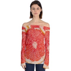 Grapefruit-fruit-background-food Off Shoulder Long Sleeve Top