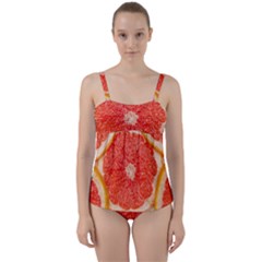 Grapefruit-fruit-background-food Twist Front Tankini Set