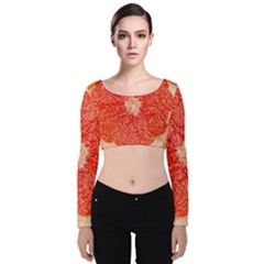 Grapefruit-fruit-background-food Velvet Long Sleeve Crop Top