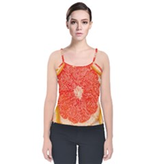 Grapefruit-fruit-background-food Velvet Spaghetti Strap Top by Maspions