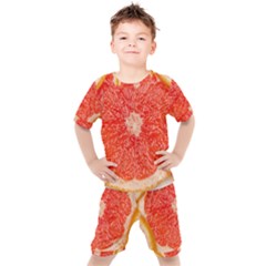 Grapefruit-fruit-background-food Kids  T-shirt And Shorts Set