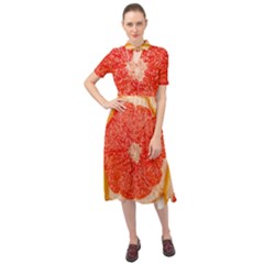 Grapefruit-fruit-background-food Keyhole Neckline Chiffon Dress by Maspions