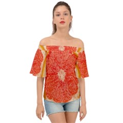 Grapefruit-fruit-background-food Off Shoulder Short Sleeve Top