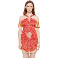 Grapefruit-fruit-background-food Shoulder Frill Bodycon Summer Dress