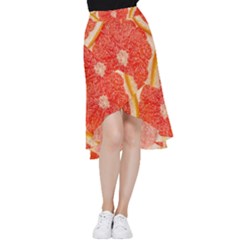 Grapefruit-fruit-background-food Frill Hi Low Chiffon Skirt