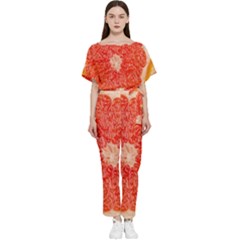 Grapefruit-fruit-background-food Batwing Lightweight Chiffon Jumpsuit by Maspions