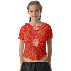 Grapefruit-fruit-background-food Kids  Frill Chiffon Blouse