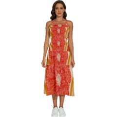 Grapefruit-fruit-background-food Sleeveless Shoulder Straps Boho Dress