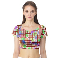 Pattern-repetition-bars-colors Short Sleeve Crop Top