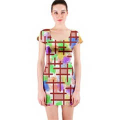 Pattern-repetition-bars-colors Short Sleeve Bodycon Dress