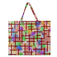 Pattern-repetition-bars-colors Zipper Large Tote Bag