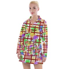 Pattern-repetition-bars-colors Women s Long Sleeve Casual Dress