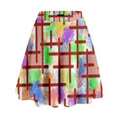 Pattern-repetition-bars-colors High Waist Skirt