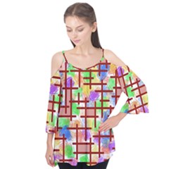 Pattern-repetition-bars-colors Flutter Sleeve T-shirt 