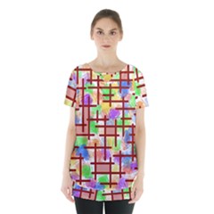 Pattern-repetition-bars-colors Skirt Hem Sports Top