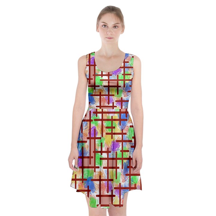 Pattern-repetition-bars-colors Racerback Midi Dress