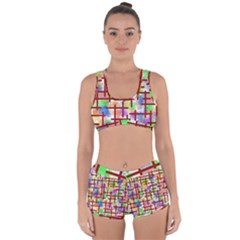 Pattern-repetition-bars-colors Racerback Boyleg Bikini Set