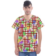 Pattern-repetition-bars-colors Men s V-neck Scrub Top