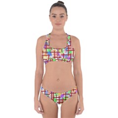 Pattern-repetition-bars-colors Cross Back Hipster Bikini Set