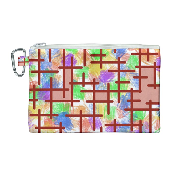 Pattern-repetition-bars-colors Canvas Cosmetic Bag (Large)