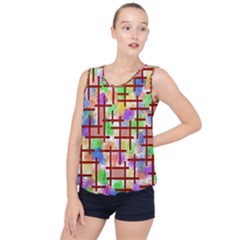 Pattern-repetition-bars-colors Bubble Hem Chiffon Tank Top