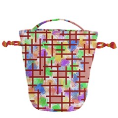 Pattern-repetition-bars-colors Drawstring Bucket Bag