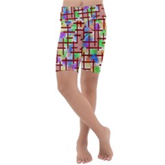 Pattern-repetition-bars-colors Kids  Lightweight Velour Cropped Yoga Leggings