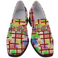 Pattern-repetition-bars-colors Women s Chunky Heel Loafers