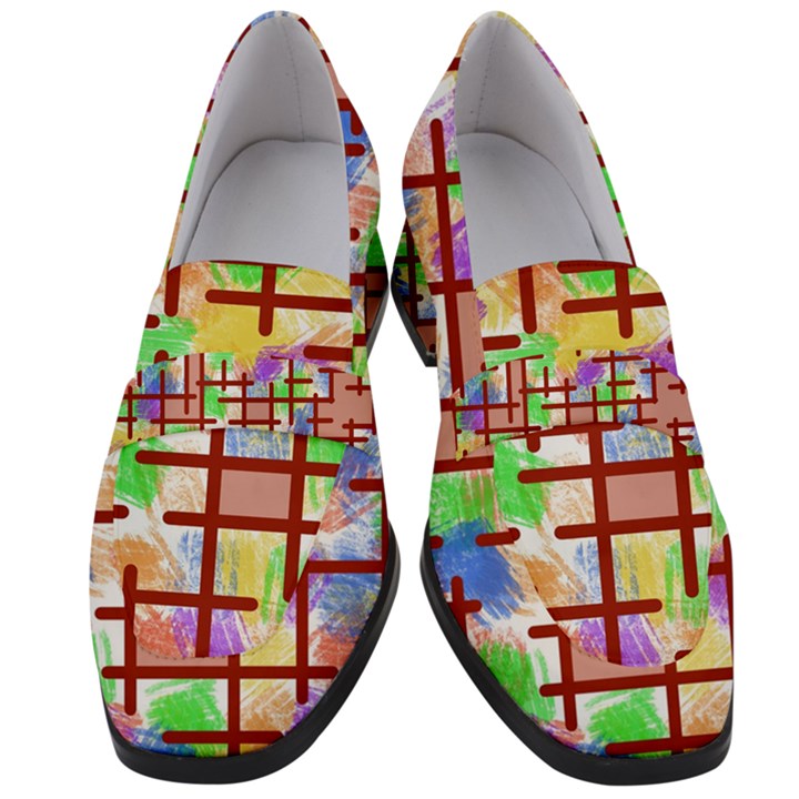 Pattern-repetition-bars-colors Women s Chunky Heel Loafers