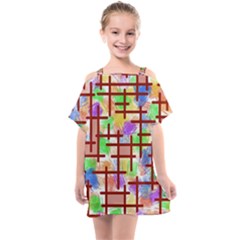 Pattern-repetition-bars-colors Kids  One Piece Chiffon Dress