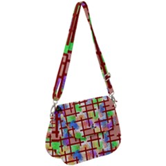 Pattern-repetition-bars-colors Saddle Handbag