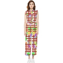 Pattern-repetition-bars-colors Women s Frill Top Chiffon Jumpsuit by Maspions