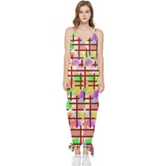 Pattern-repetition-bars-colors Sleeveless Tie Ankle Chiffon Jumpsuit by Maspions