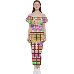 Pattern-repetition-bars-colors Bardot Ruffle Jumpsuit