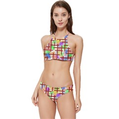 Pattern-repetition-bars-colors Banded Triangle Bikini Set