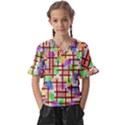 Pattern-repetition-bars-colors Kids  V-Neck Horn Sleeve Blouse View1